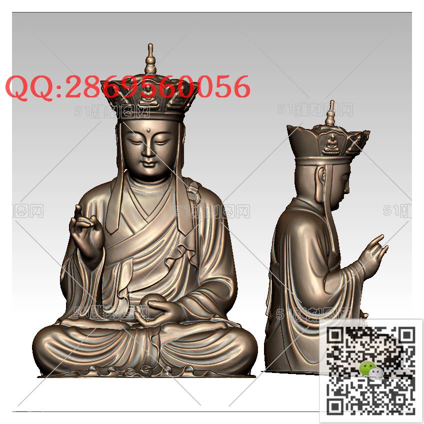 F-002唐僧地藏王_佛祖佛像摆件立体佛如来佛3d打印stl圆雕图扫描立体模型多轴数控电脑雕刻精雕图浮雕图