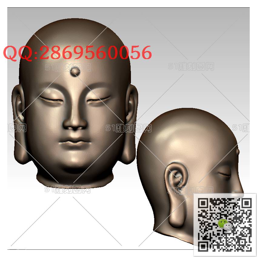 F-003小和尚头_佛祖佛像摆件立体佛如来佛3d打印stl圆雕图扫描立体模型多轴数控电脑雕刻精雕图浮雕图