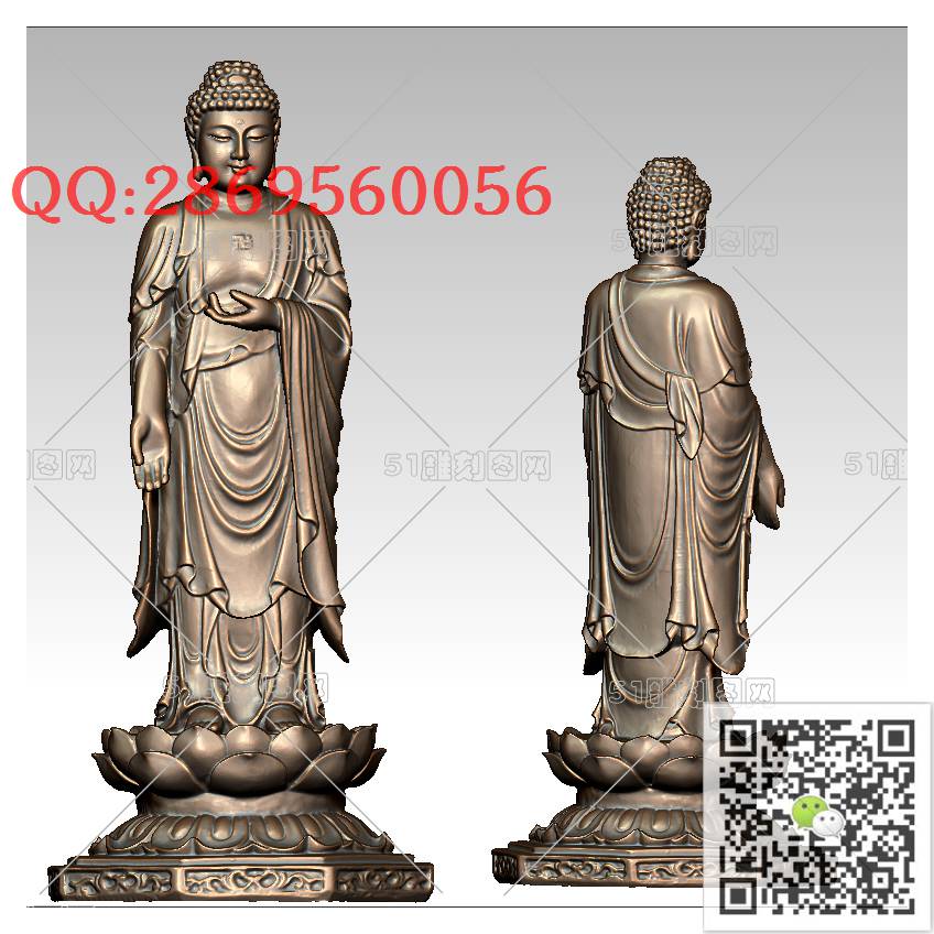 F-006站莲释迦摩尼_佛祖佛像摆件立体佛如来佛3d打印stl圆雕图扫描立体模型多轴数控电脑雕刻精雕图浮雕图