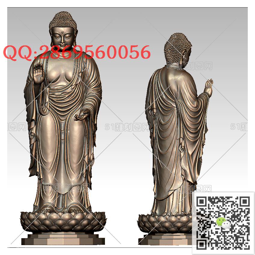 F-007站立佛像_佛祖佛像摆件立体佛如来佛3d打印stl圆雕图扫描立体模型多轴数控电脑雕刻精雕图浮雕图