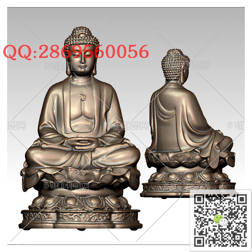 F-012莲花座佛祖_佛祖佛像摆件立体佛如来佛3d打印stl圆雕图扫描立体模型多轴数控电脑雕刻精雕图浮雕图