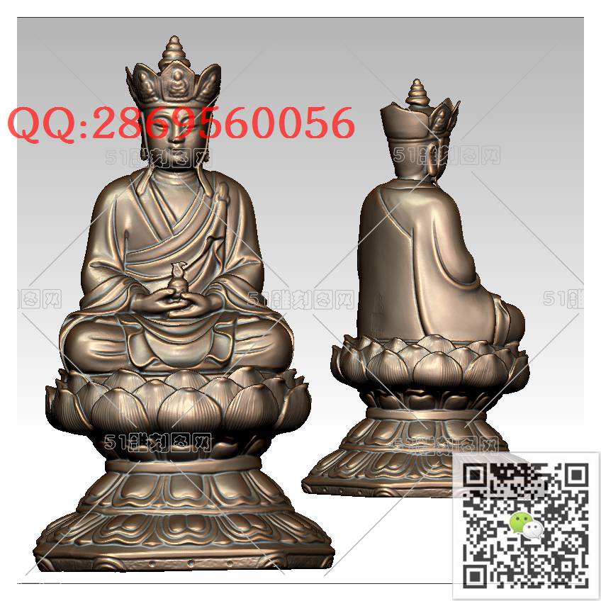 F-014莲花台唐僧打坐_佛祖佛像摆件立体佛如来佛3d打印stl圆雕图扫描立体模型多轴数控电脑雕刻精雕图浮雕图