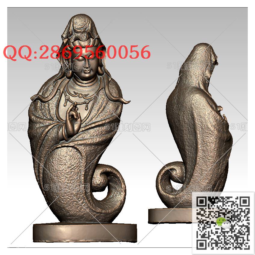 GY-017包衣观音_观音摆件观音坐像3d打印站立观音stl圆雕图扫描立体模型多轴数控电脑雕刻精雕图浮雕图