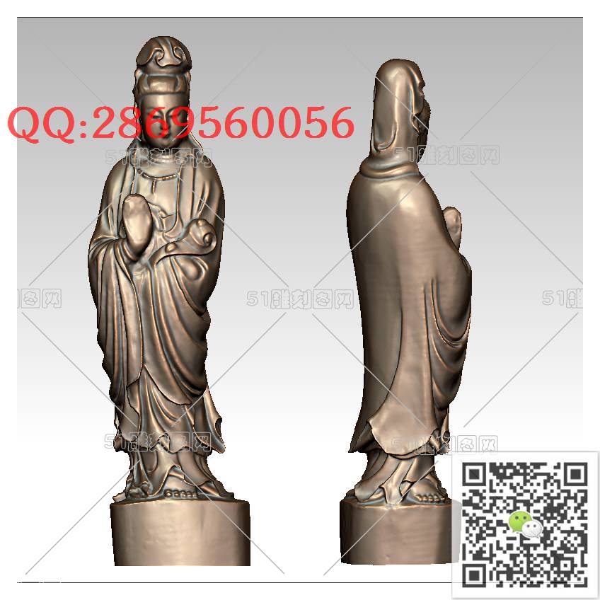 GY-031站立观音_观音摆件观音坐像3d打印站立观音stl圆雕图扫描立体模型多轴数控电脑雕刻精雕图浮雕图