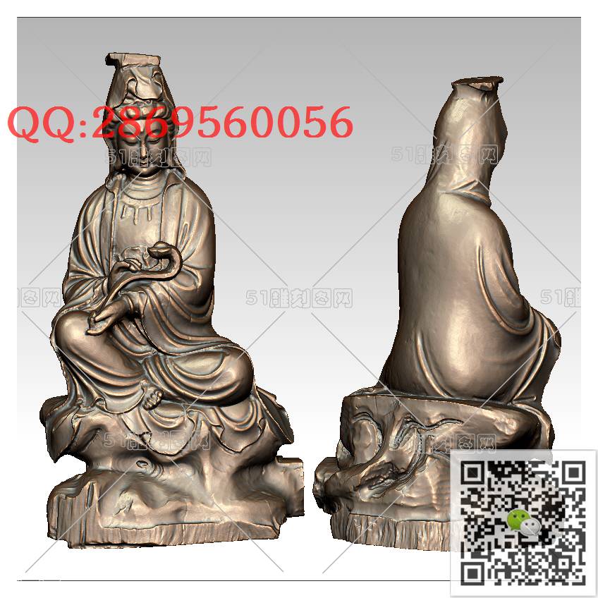 GY-041如意观音_观音摆件观音坐像3d打印站立观音stl圆雕图扫描立体模型多轴数控电脑雕刻精雕图浮雕图