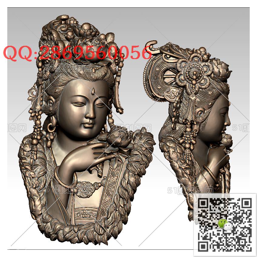 GY-043西洋观音_观音摆件观音坐像3d打印站立观音stl圆雕图扫描立体模型多轴数控电脑雕刻精雕图浮雕图