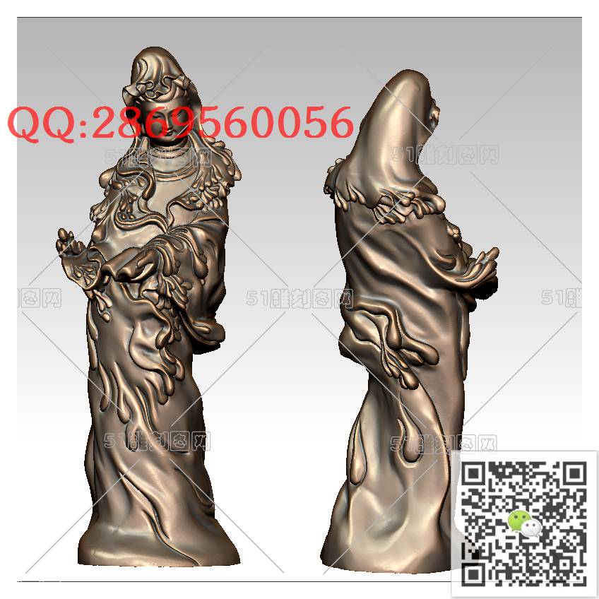 GY-051水滴拿书观音_观音摆件观音坐像3d打印站立观音stl圆雕图扫描立体模型多轴数控电脑雕刻精雕图浮雕图