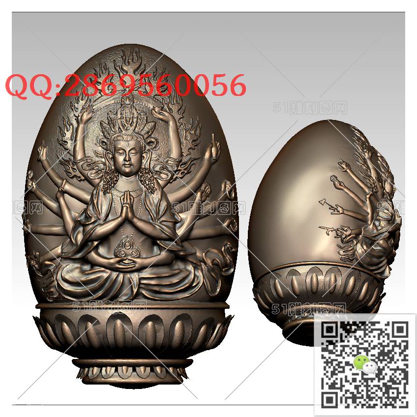GY-065坐立千手观音_观音摆件观音坐像3d打印站立观音stl圆雕图扫描立体模型多轴数控电脑雕刻精雕图浮雕图