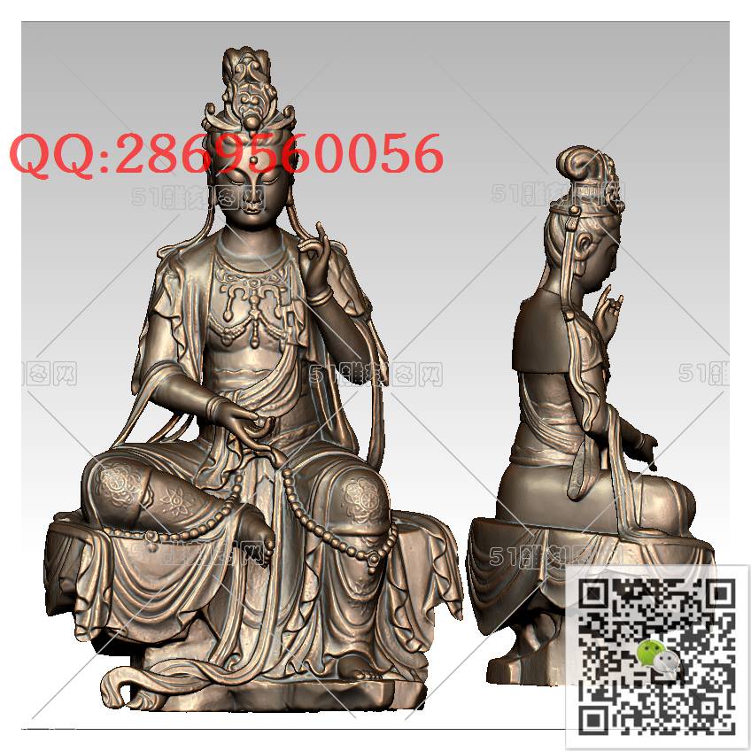 GY-073坐观音_观音摆件观音坐像3d打印站立观音stl圆雕图扫描立体模型多轴数控电脑雕刻精雕图浮雕图