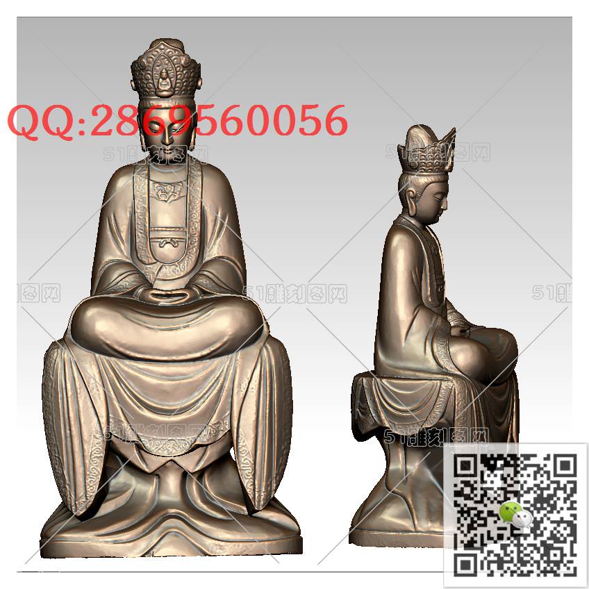 GY-077坐观音_观音摆件观音坐像3d打印站立观音stl圆雕图扫描立体模型多轴数控电脑雕刻精雕图浮雕图