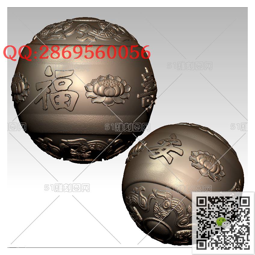 HD-084福寿安康莲花珠_橄榄核雕手串佛珠3d打印stl圆雕图扫描立体模型多轴数控电脑雕刻精雕图浮雕图