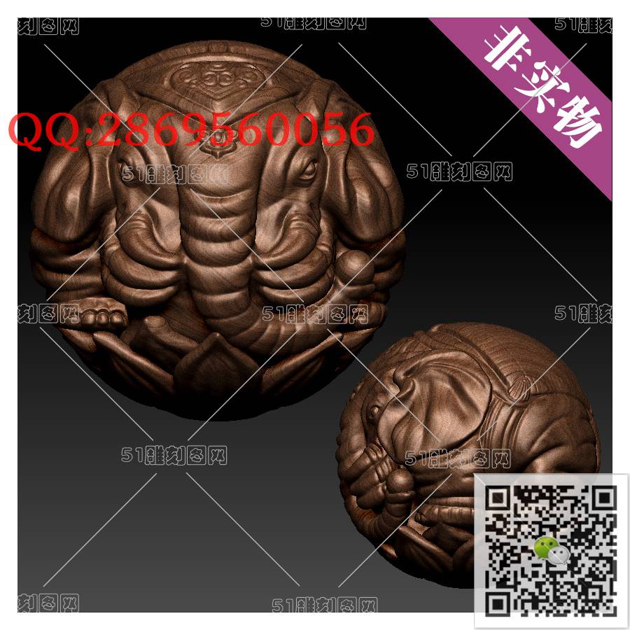 HD-086大象珠手球_橄榄核雕手串佛珠3d打印stl圆雕图扫描立体模型多轴数控电脑雕刻精雕图浮雕图