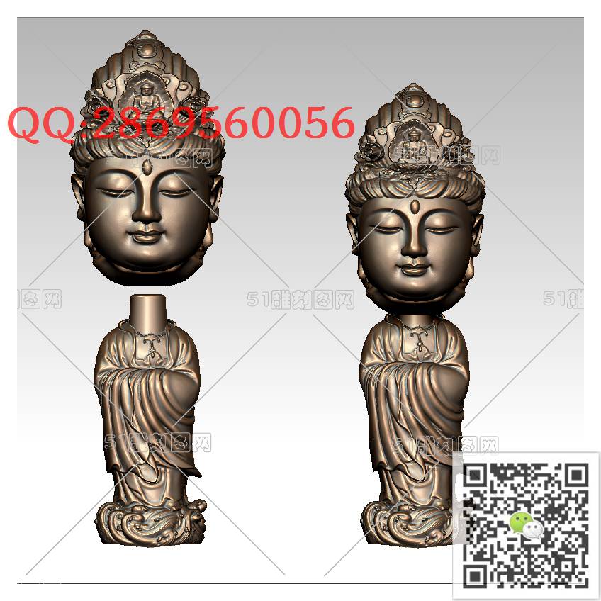 HD-101观音手串三通_橄榄核雕手串佛珠3d打印stl圆雕图扫描立体模型多轴数控电脑雕刻精雕图浮雕图