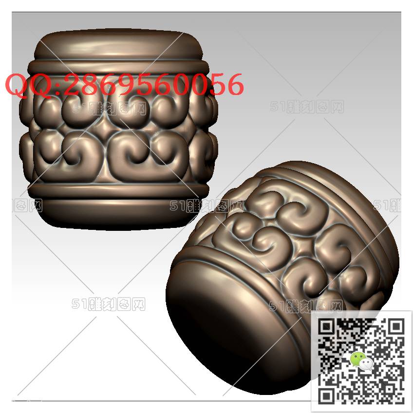 HD-108回纹小桶珠手串_橄榄核雕手串佛珠3d打印stl圆雕图扫描立体模型多轴数控电脑雕刻精雕图浮雕图