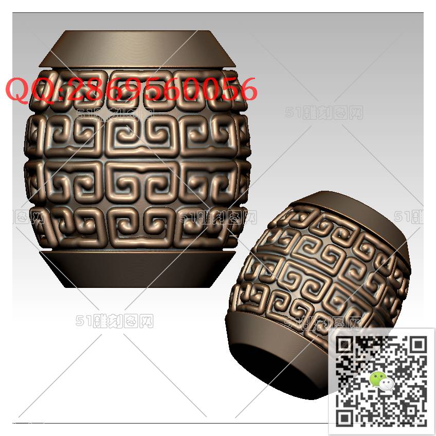HD-118回纹筒珠_橄榄核雕手串佛珠3d打印stl圆雕图扫描立体模型多轴数控电脑雕刻精雕图浮雕图