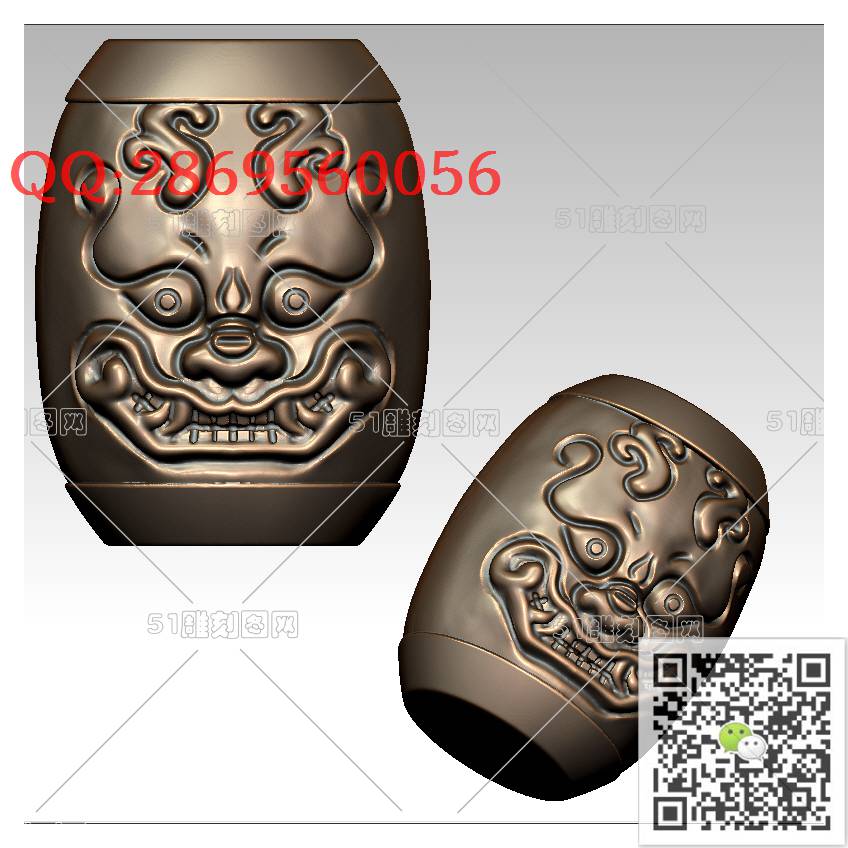 HD-120貔貅筒珠_橄榄核雕手串佛珠3d打印stl圆雕图扫描立体模型多轴数控电脑雕刻精雕图浮雕图