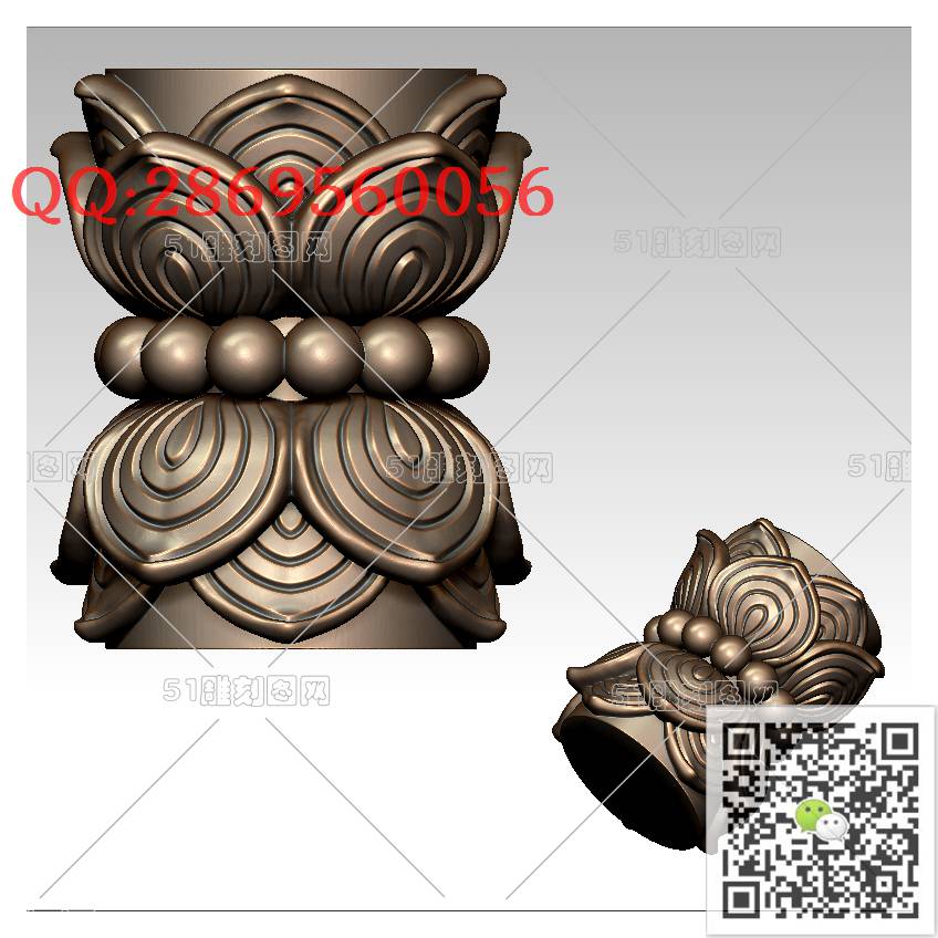 HD-123莲花配珠_橄榄核雕手串佛珠3d打印stl圆雕图扫描立体模型多轴数控电脑雕刻精雕图浮雕图