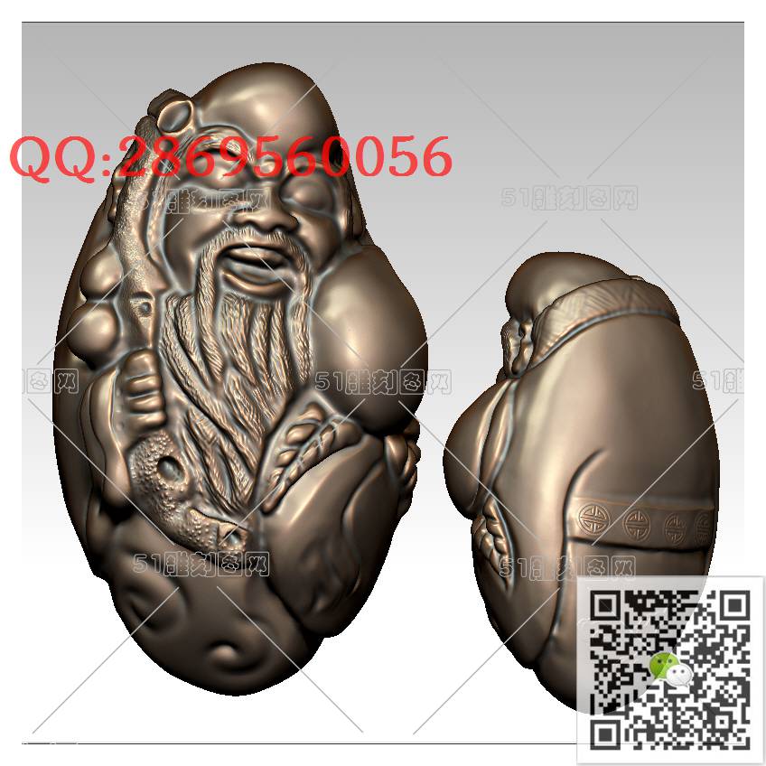 HD-126核雕老寿星_橄榄核雕手串佛珠3d打印stl圆雕图扫描立体模型多轴数控电脑雕刻精雕图浮雕图