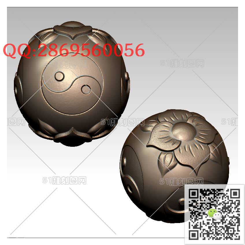 HD-130洋花八卦珠子手串_橄榄核雕手串佛珠3d打印stl圆雕图扫描立体模型多轴数控电脑雕刻精雕图浮雕图