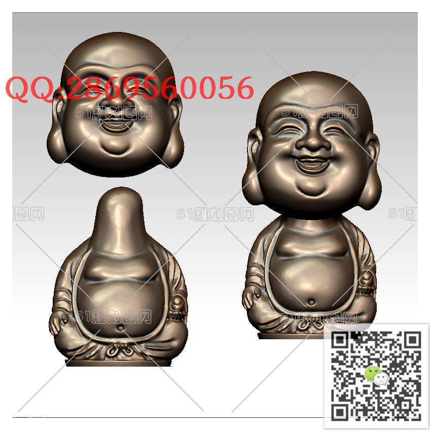 HD-149大头弥勒三通_橄榄核雕手串佛珠3d打印stl圆雕图扫描立体模型多轴数控电脑雕刻精雕图浮雕图