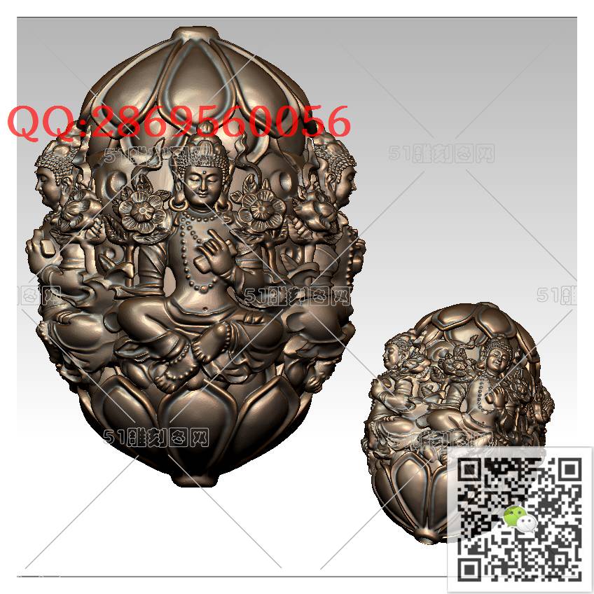 HD-150度母勒子_橄榄核雕手串佛珠3d打印stl圆雕图扫描立体模型多轴数控电脑雕刻精雕图浮雕图