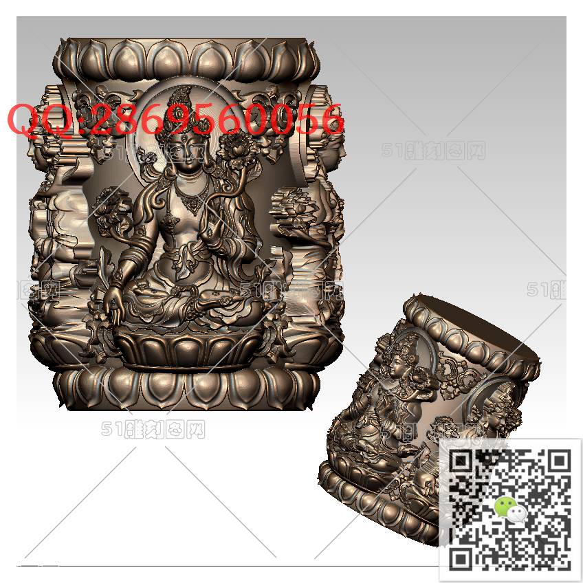 HD-152度母勒子_橄榄核雕手串佛珠3d打印stl圆雕图扫描立体模型多轴数控电脑雕刻精雕图浮雕图
