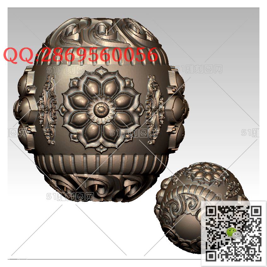 HD-156洋花手串_橄榄核雕手串佛珠3d打印stl圆雕图扫描立体模型多轴数控电脑雕刻精雕图浮雕图
