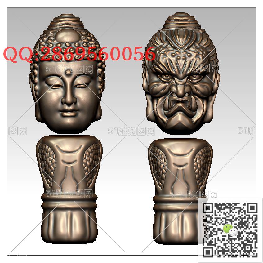 HD-167佛魔一念之间三通_橄榄核雕手串佛珠3d打印stl圆雕图扫描立体模型多轴数控电脑雕刻精雕图浮雕图