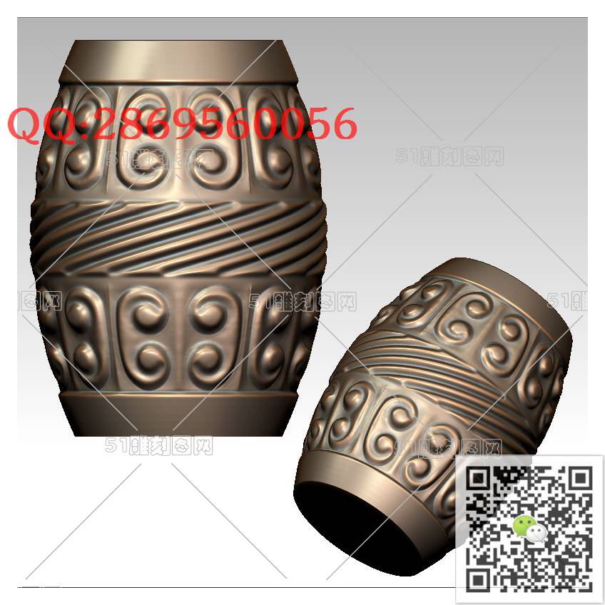 HD-171仿古回纹桶珠手串_橄榄核雕手串佛珠3d打印stl圆雕图扫描立体模型多轴数控电脑雕刻精雕图浮雕图