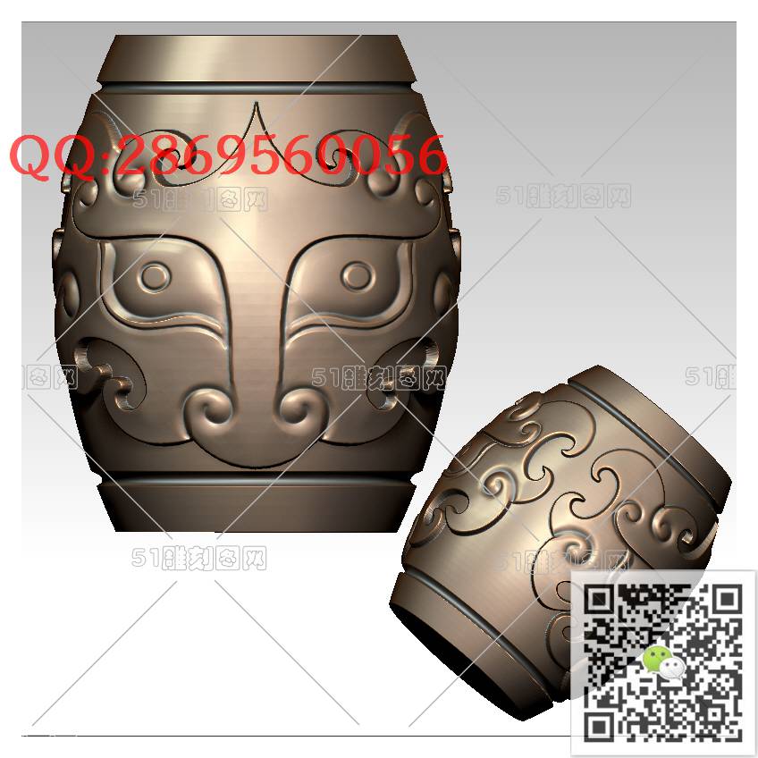 HD-173仿古兽面桶珠手串_橄榄核雕手串佛珠3d打印stl圆雕图扫描立体模型多轴数控电脑雕刻精雕图浮雕图
