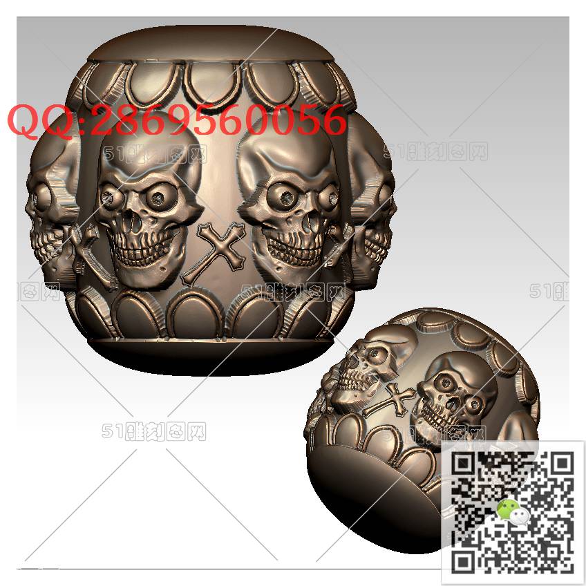 HD-176骷髅莲花桶珠手串_橄榄核雕手串佛珠3d打印stl圆雕图扫描立体模型多轴数控电脑雕刻精雕图浮雕图