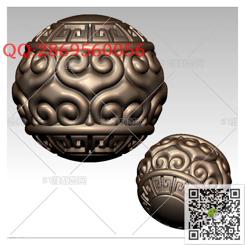 HD-179回纹圆珠手串_橄榄核雕手串佛珠3d打印stl圆雕图扫描立体模型多轴数控电脑雕刻精雕图浮雕图