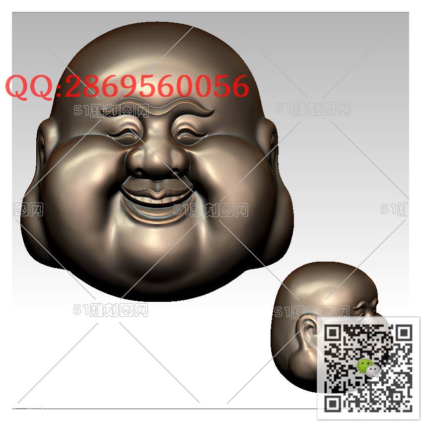 HD-187弥勒佛头手串_橄榄核雕手串佛珠3d打印stl圆雕图扫描立体模型多轴数控电脑雕刻精雕图浮雕图