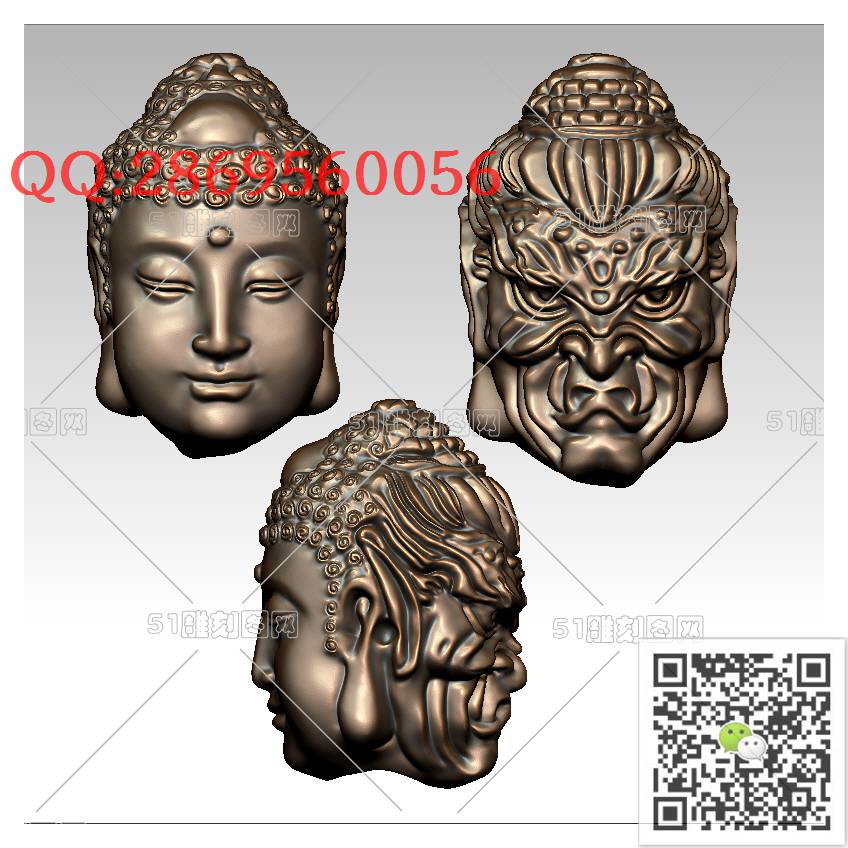 HD-189一念佛魔佛头手串_橄榄核雕手串佛珠3d打印stl圆雕图扫描立体模型多轴数控电脑雕刻精雕图浮雕图