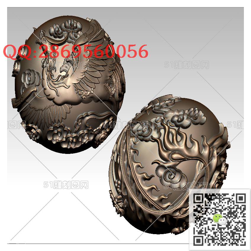 HD-192椭圆凤珠手串_橄榄核雕手串佛珠3d打印stl圆雕图扫描立体模型多轴数控电脑雕刻精雕图浮雕图