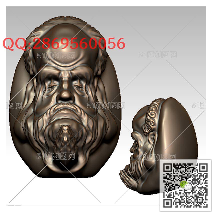 HD-199达摩手串_橄榄核雕手串佛珠3d打印stl圆雕图扫描立体模型多轴数控电脑雕刻精雕图浮雕图