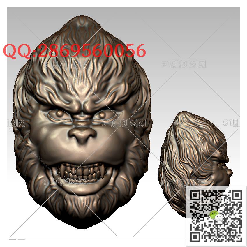 HD-200齐天大圣猴头手串_橄榄核雕手串佛珠3d打印stl圆雕图扫描立体模型多轴数控电脑雕刻精雕图浮雕图