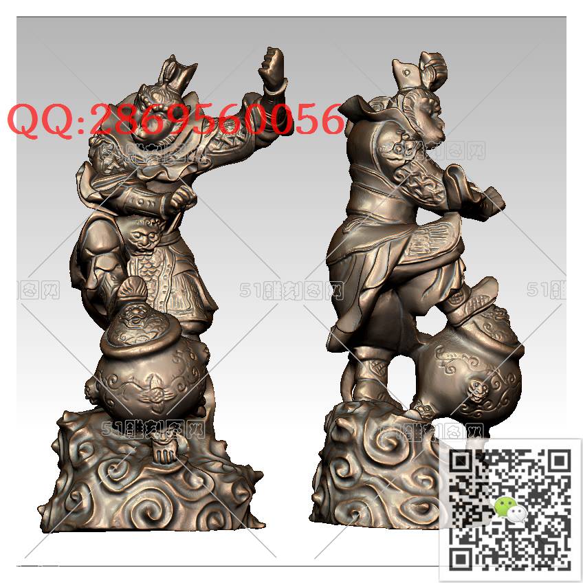 LDB-009美猴王孙悟空_猴子摆件立体动物摆件生肖猴圆雕图stl立体模型3d打印四轴数控雕刻精雕图浮雕图