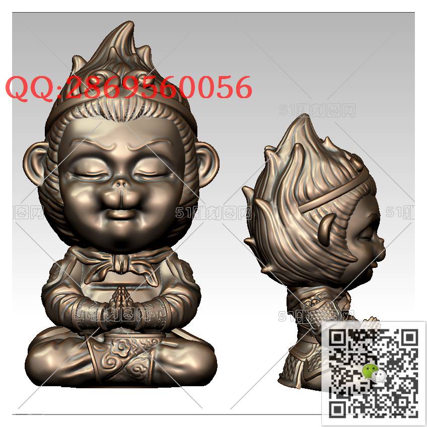 LDB-013齐天大圣孙悟空摆件_猴子摆件立体动物摆件生肖猴圆雕图stl立体模型3d打印四轴数控雕刻精雕图浮雕图