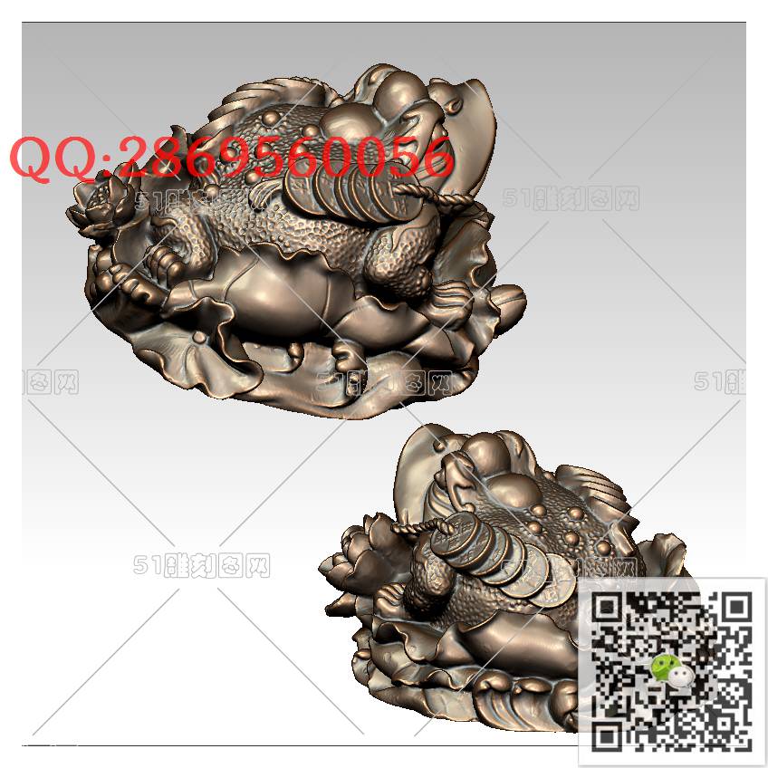 LDC-002荷花金蟾摆件_金蟾摆件立体摆件蟾蜍青蛙圆雕图stl立体模型3d打印四轴数控雕刻精雕图浮雕图