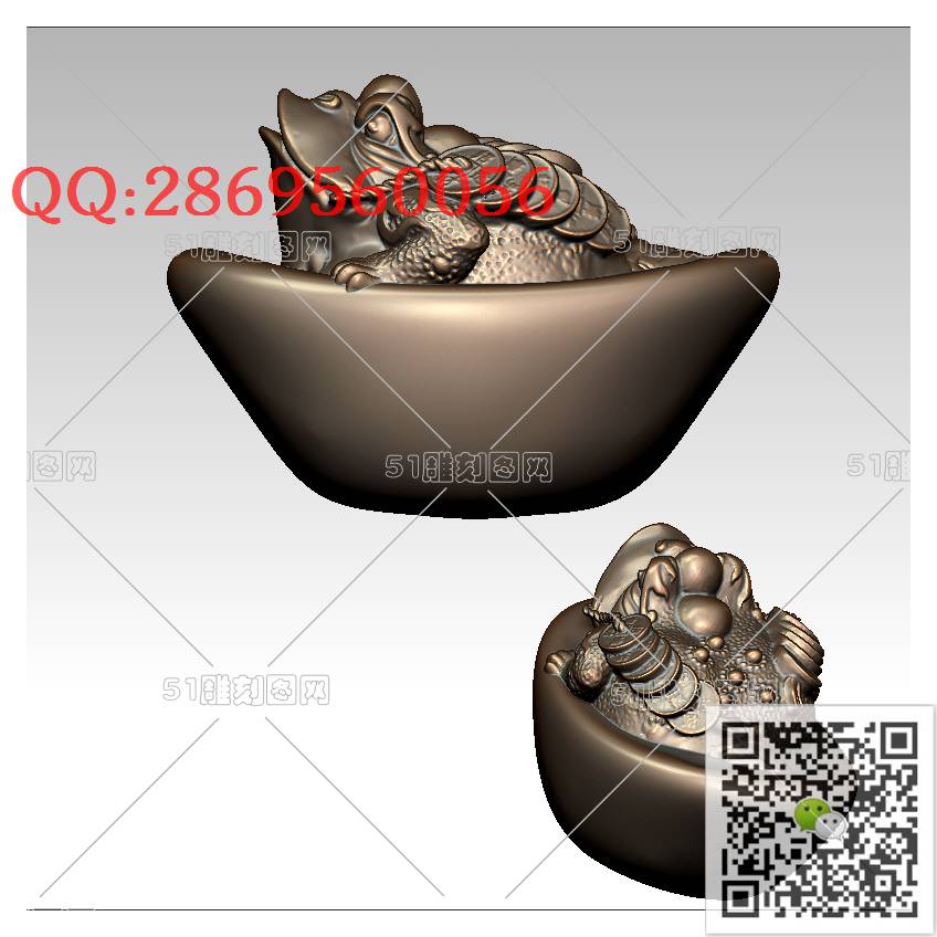 LDC-006元宝金蟾_金蟾摆件立体摆件蟾蜍青蛙圆雕图stl立体模型3d打印四轴数控雕刻精雕图浮雕图