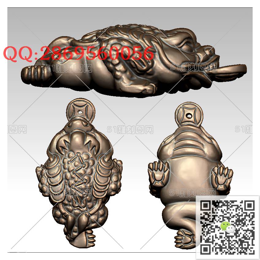 LDC-008招财蟾蜍茶桌摆件_金蟾摆件立体摆件蟾蜍青蛙圆雕图stl立体模型3d打印四轴数控雕刻精雕图浮雕图