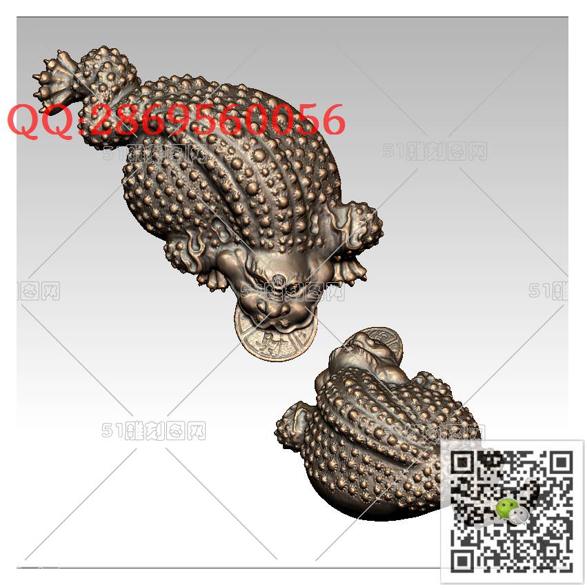 LDC-012蟾蜍_金蟾摆件立体摆件蟾蜍青蛙圆雕图stl立体模型3d打印四轴数控雕刻精雕图浮雕图