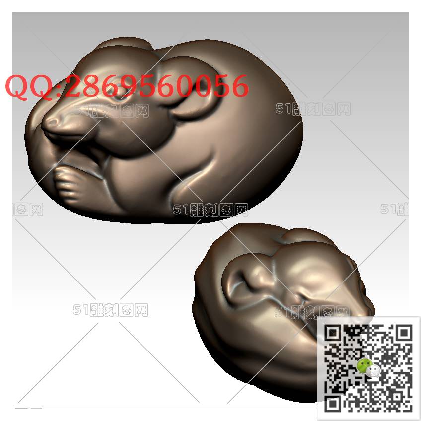 LDD-007老鼠手把件_老鼠摆件十二生肖鼠圆雕图stl立体模型3d打印四轴数控雕刻精雕图浮雕图
