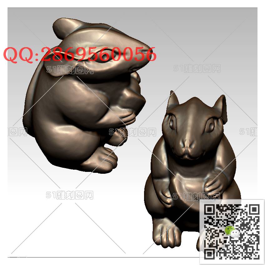 LDD-017招财鼠摆件_老鼠摆件十二生肖鼠圆雕图stl立体模型3d打印四轴数控雕刻精雕图浮雕图