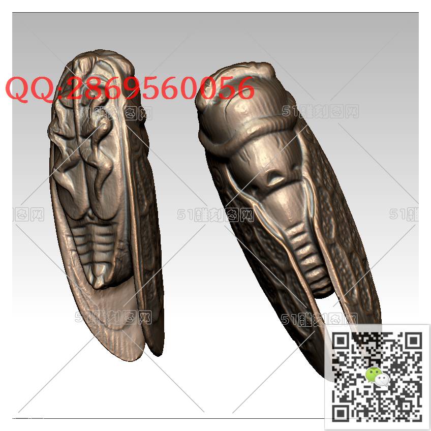 LDE-002金蝉知了_知了竹子金蝉挂件知足常乐小脚丫圆雕图stl立体模型3d打印四轴数控雕刻精雕图浮雕图