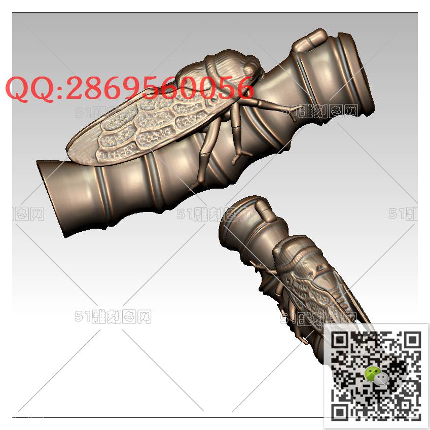 LDE-003知了竹子知足_知了竹子金蝉挂件知足常乐小脚丫圆雕图stl立体模型3d打印四轴数控雕刻精雕图浮雕图