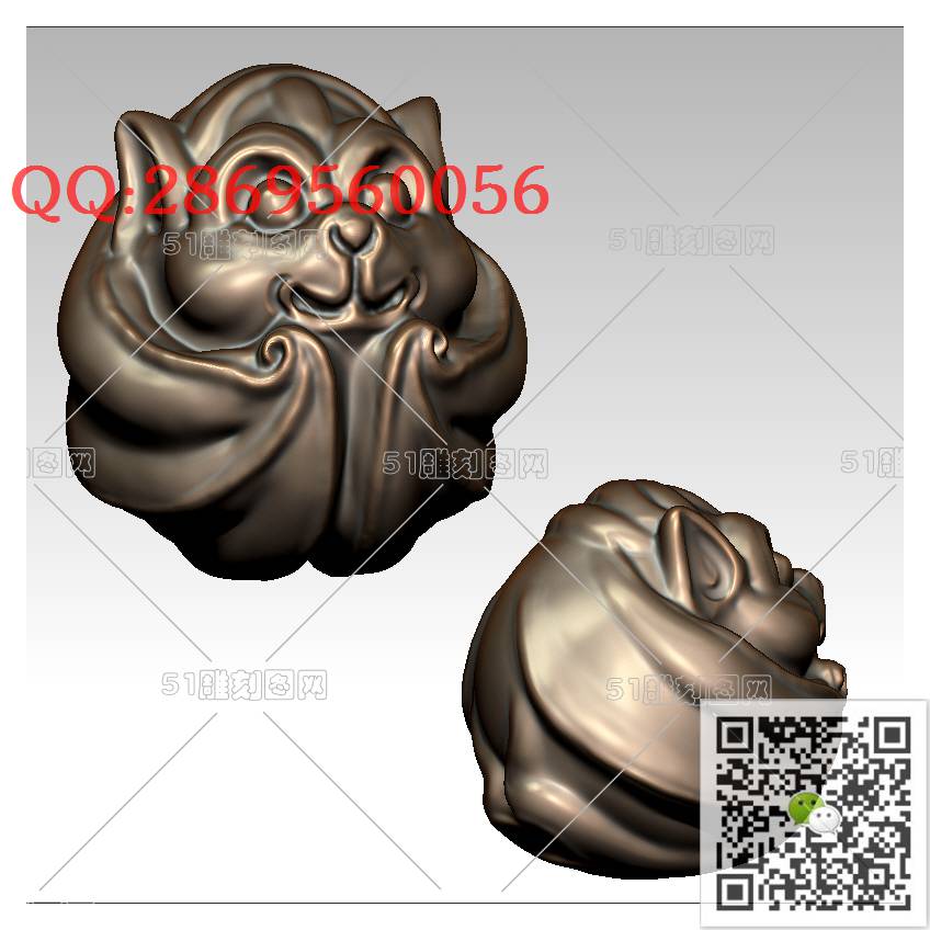 LDF-001蝙蝠手串把件珠子图_蝙蝠圆雕图stl立体模型3d打印四轴数控雕刻精雕图浮雕图
