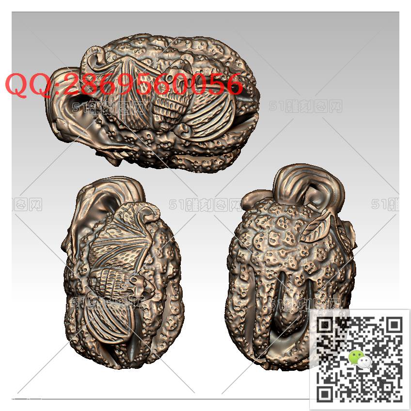 LDF-004佛手蝙蝠挂件_蝙蝠圆雕图stl立体模型3d打印四轴数控雕刻精雕图浮雕图