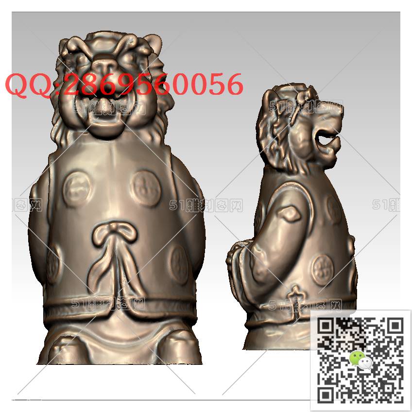 LDH-004生老虎_老虎圆雕图stl立体模型3d打印四轴数控雕刻精雕图浮雕图